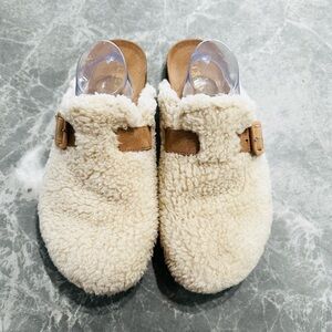 J Crew Shearling Slip On Comfy Cozy Clog Slippers Ladies SZ 12
